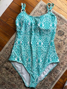 Women’s Medium Teal Patterned One-Piece Catalina Swimsuit